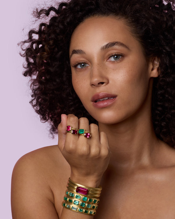 Irene Neuwirth One Of A Kind Heroic Triple Bezel Cuff 18K Yellow Gold