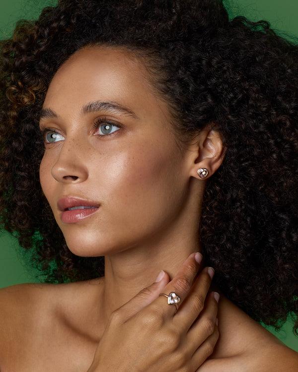 Irene Neuwirth One Of A Kind Love Bezel Studs 18k Rose Gold