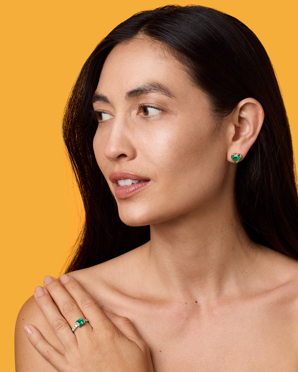 Irene Neuwirth One Of A Kind Love Bezel Studs 18K Yellow Gold