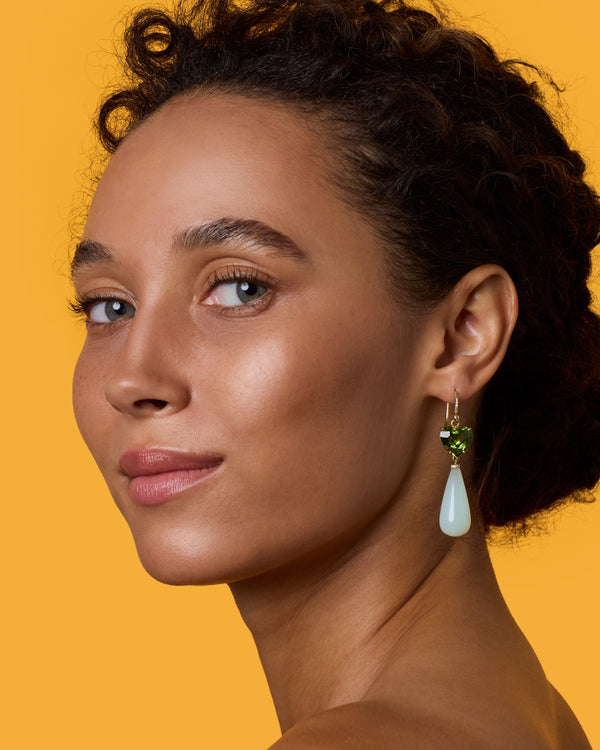 Irene Neuwirth One Of A Kind Love Drop Link Earrings 18k Yellow Gold