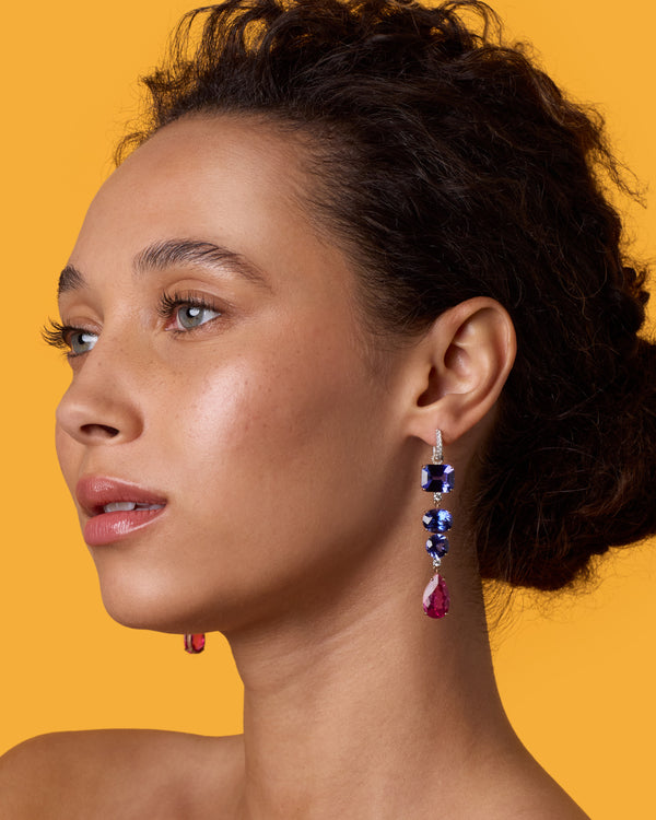 Irene Neuwirth One Of A Kind Pavé Gemmy Gem Diamond Code Jeweled Huggies 18K Gold