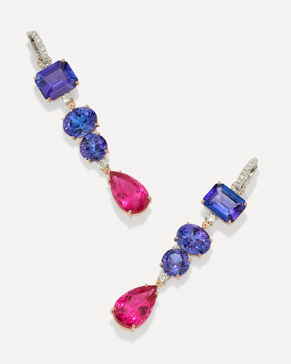 irene neuwirth One of a Kind Pavé Gemmy Gem Diamond Code Jeweled Huggies 18K Gold