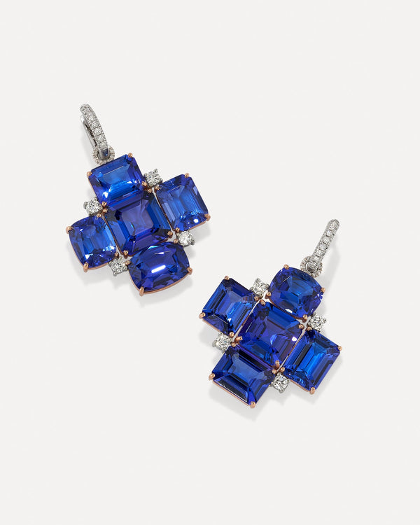 irene neuwirth One of a Kind Pavé Gemmy Gem Diamond Mosaic Jeweled Huggies 18k Gold