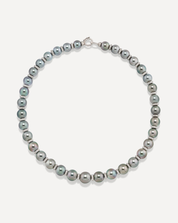 irene neuwirth One of a Kind Pavé Gold Beaded Graduated Necklace 18k White Gold