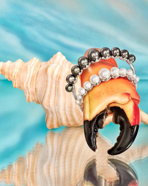 Irene Neuwirth One Of A Kind Pavé Pearl Blossom Cuff 18k White Gold