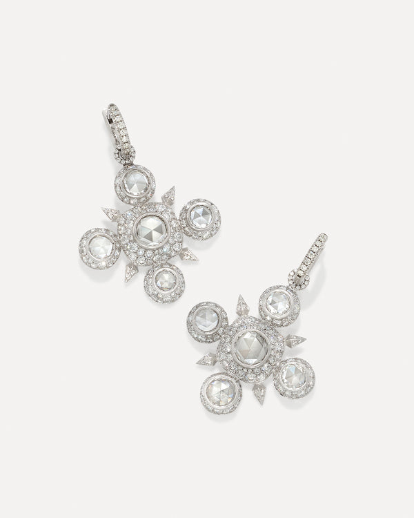 irene neuwirth One of a Kind Pavé Puffed Gold Diamond Mosaic Jeweled Huggies 18k White Gold