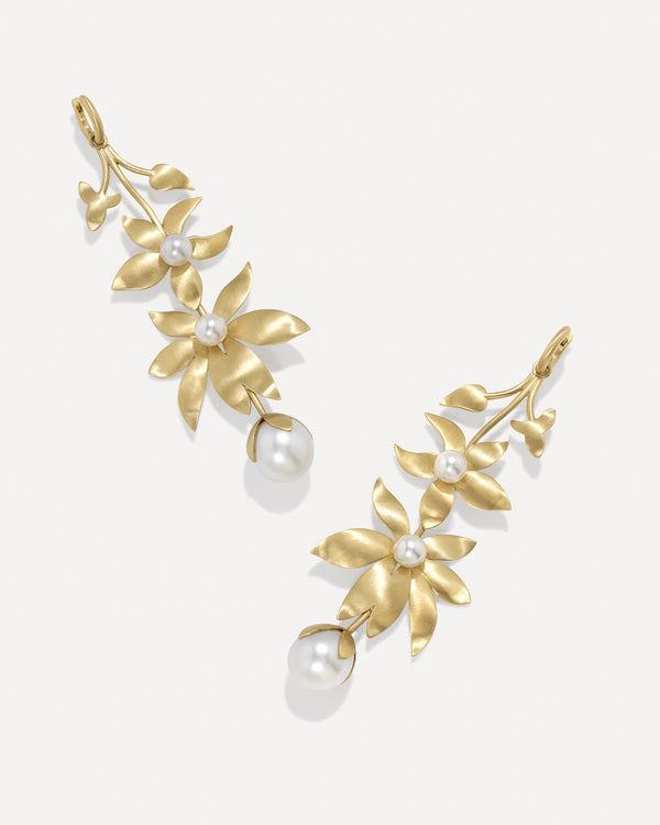 Irene Neuwirth One Of A Kind Pearl Blossom Magical Huggies 18k Yellow Gold