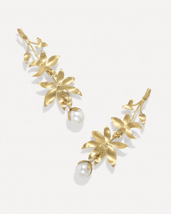 irene neuwirth One of a Kind Pearl Blossom Magical Huggies 18k Yellow Gold