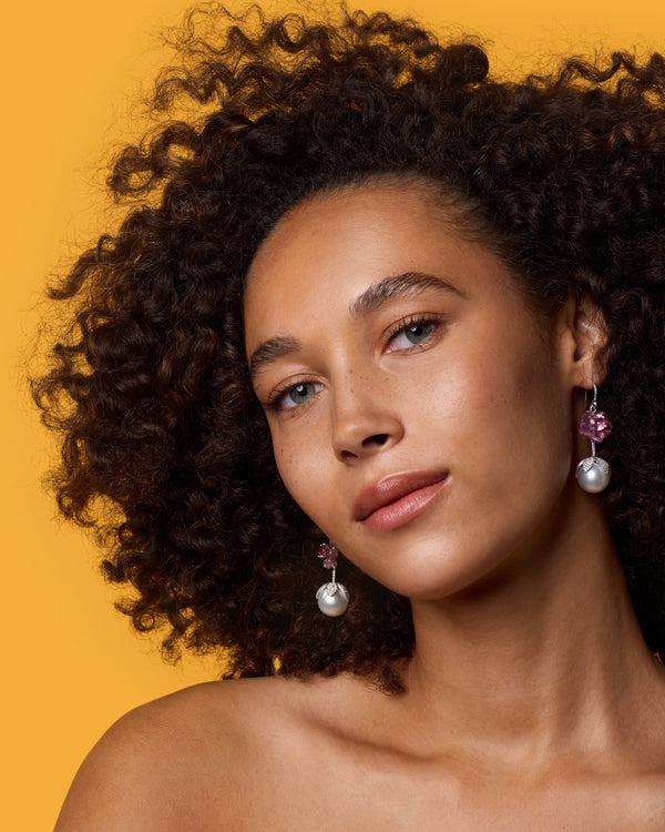 Irene Neuwirth One Of A Kind Pearl Blossom Tropical Flower Drop Earrings 18k White Gold