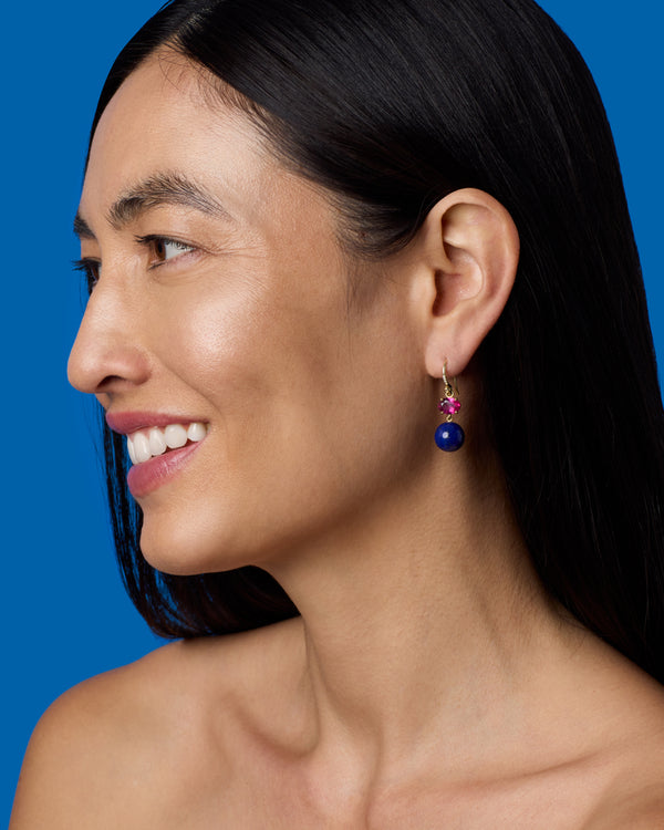 Irene Neuwirth One Of A Kind Petite Gemmy Gem Gumball Earrings 18k Yellow Gold