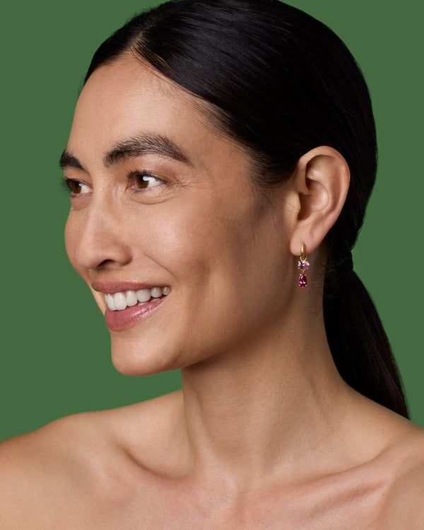 Irene Neuwirth One Of A Kind Petite Gemmy Gem Jeweled Huggies 18k Yellow Gold