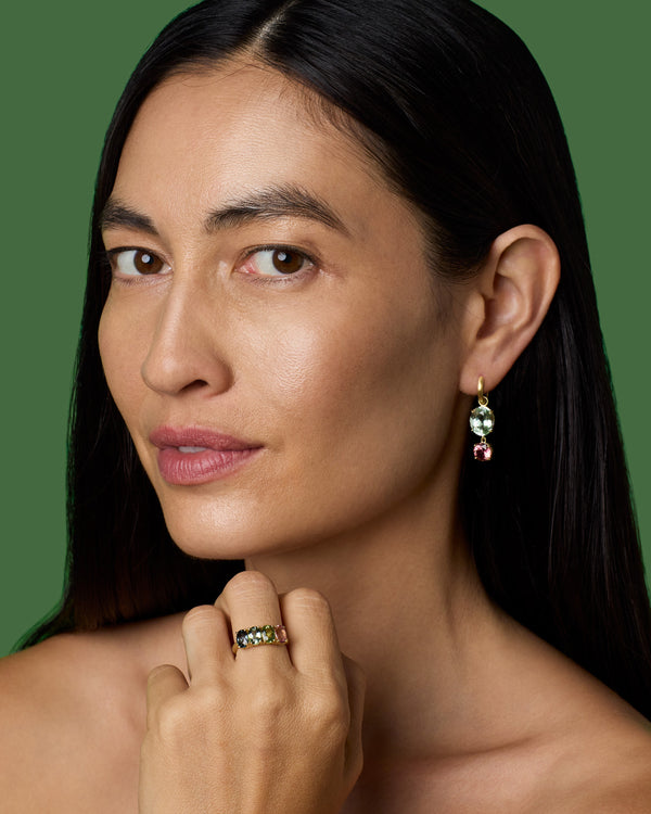 Irene Neuwirth One Of A Kind Petite Gemmy Gem Jeweled Huggies 18k Yellow Gold