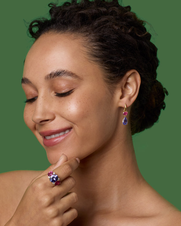 Irene Neuwirth One Of A Kind Petite Gemmy Gem Jeweled Huggies 18k Yellow Gold