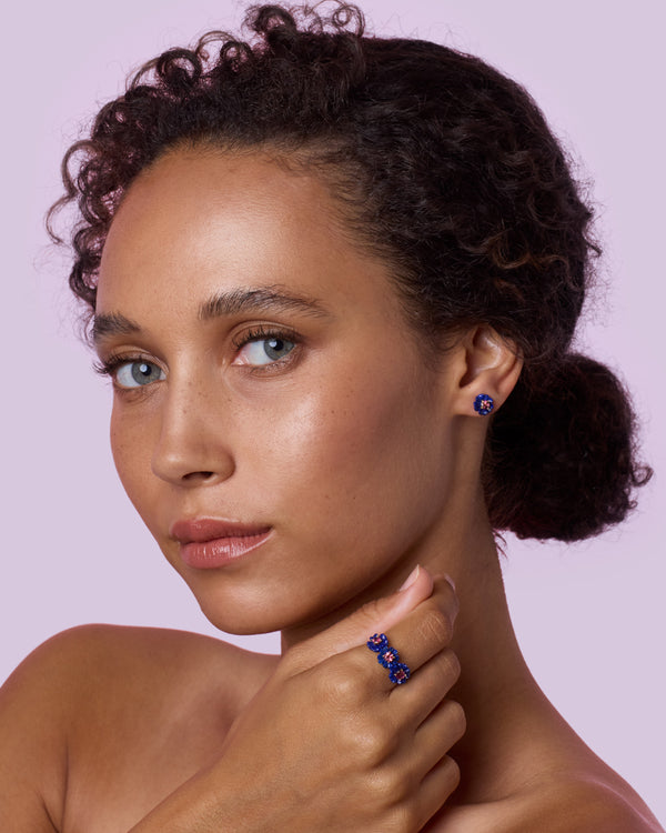 Irene Neuwirth One Of A Kind Petite Tropical Flower Studs 18K Yellow Gold