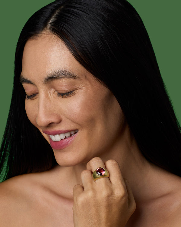 Irene Neuwirth One Of A Kind Round Stone Gemmy Puffed Gold Ring 18k Yellow Gold