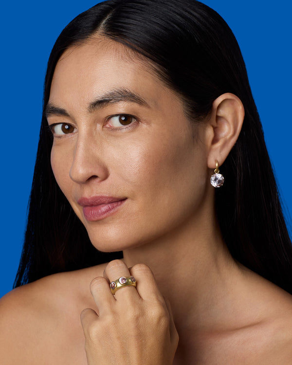 Irene Neuwirth One Of A Kind Round Three Stone Gemmy Puffed Gold Ring 18k Yellow Gold