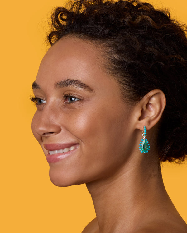 Irene Neuwirth One Of A Kind Studded Halo Jeweled Huggies 18k Yellow Gold