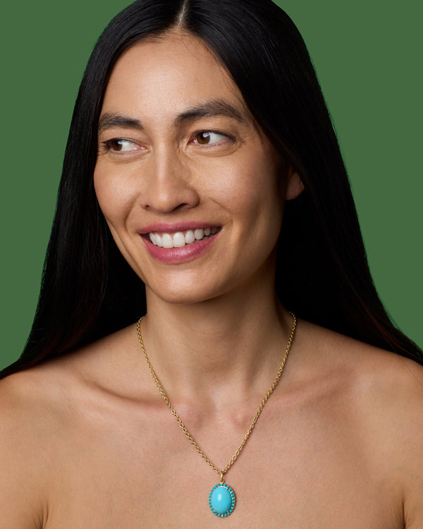 Irene Neuwirth One Of A Kind Studded Oval Charm 18k Yellow Gold