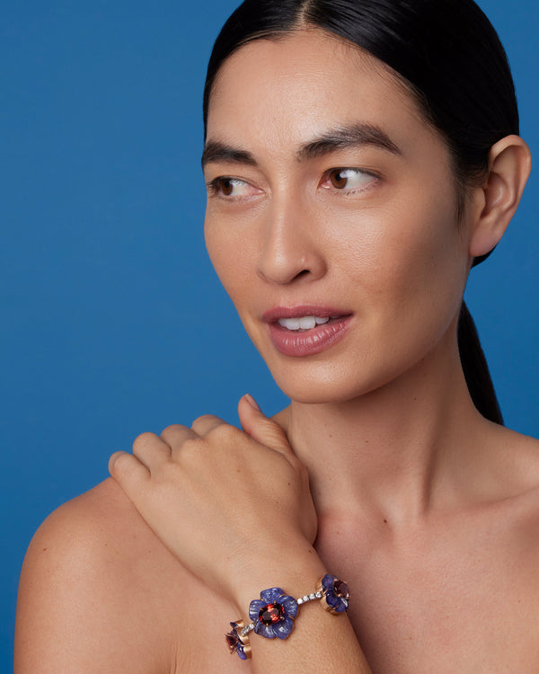 Irene Neuwirth One Of A Kind Tropical Flower Diamond Tennis Bracelet 18K Gold