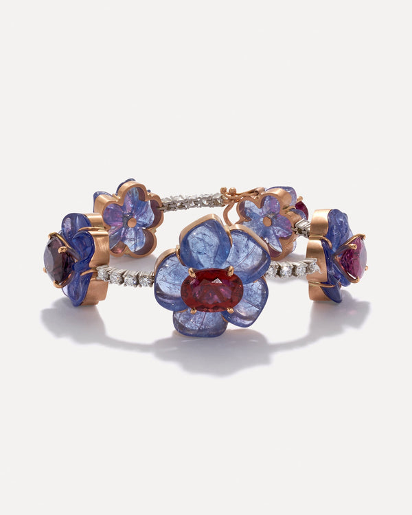 irene neuwirth One of a Kind Tropical Flower Diamond Tennis Bracelet 18K Gold