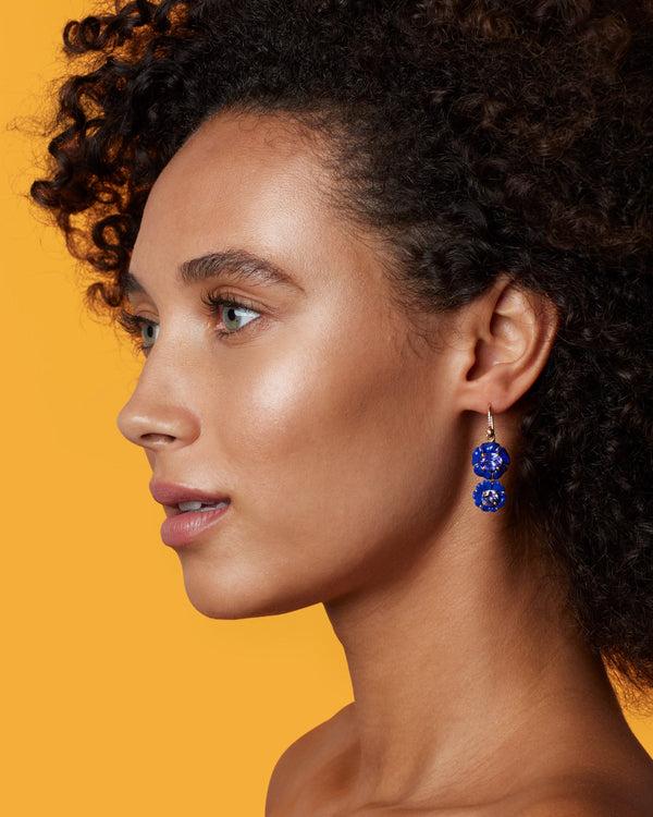 Irene Neuwirth One Of A Kind Tropical Flower Double Drop Earrings 18K Rose Gold