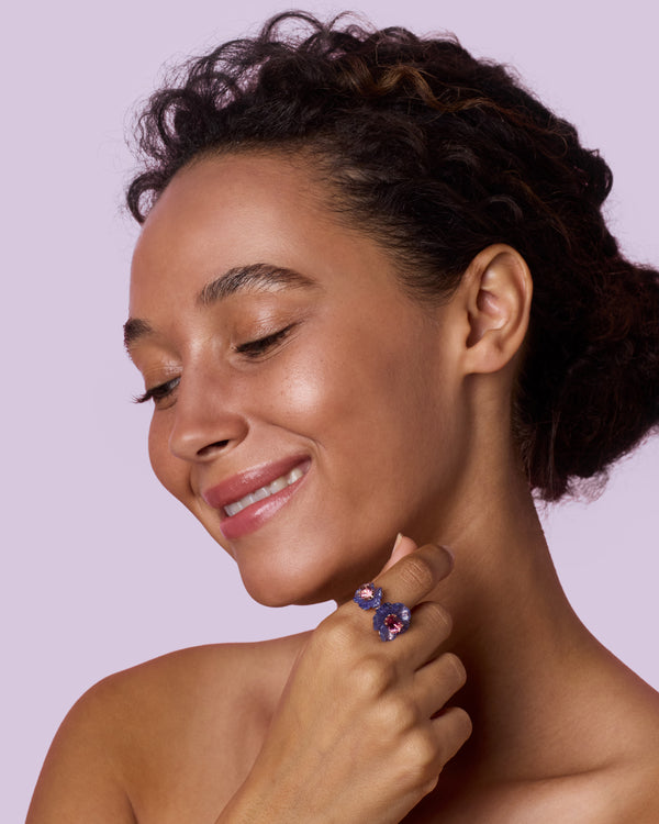 Irene Neuwirth One Of A Kind Tropical Flower Duet Ring 18K Rose Gold