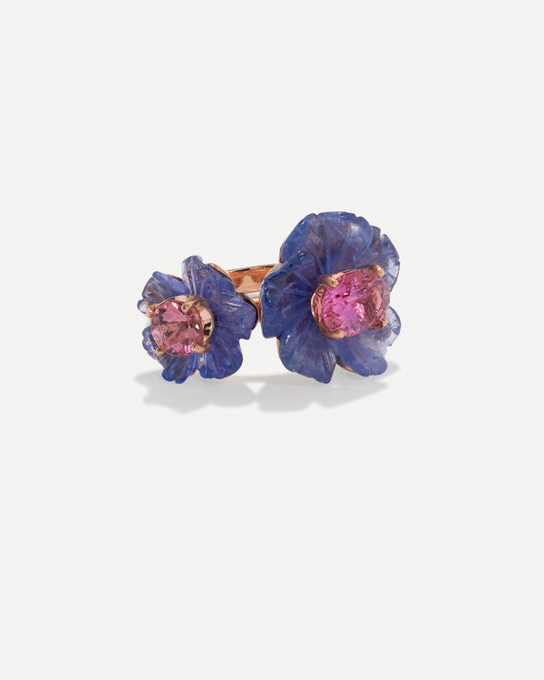 irene neuwirth One of a Kind Tropical Flower Duet Ring 18K Rose Gold