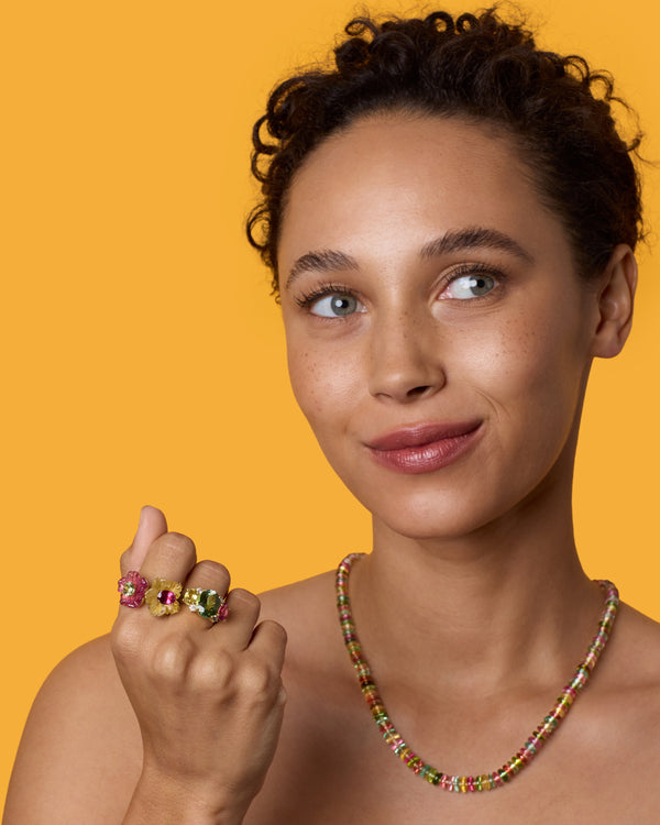 Irene Neuwirth One Of A Kind Tropical Flower Duet Ring 18k Yellow Gold