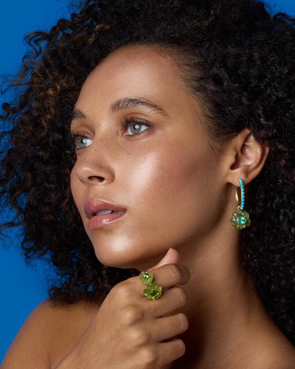 Irene Neuwirth One Of A Kind Tropical Flower Duet Ring 18k Yellow Gold