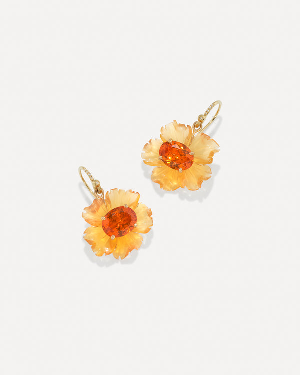 irene neuwirth One of a Kind Tropical Flower Earrings 18k Yellow Gold