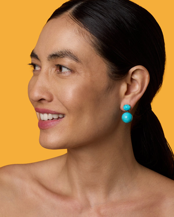 Irene Neuwirth Oval Gumball Double Drop Earrings 18K Yellow Gold