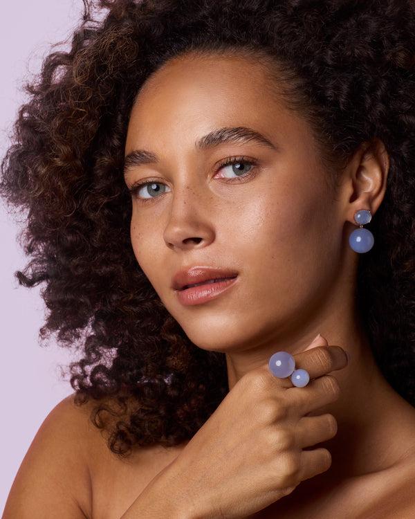 Irene Neuwirth Oval Gumball Double Drop Earrings 18K Yellow Gold