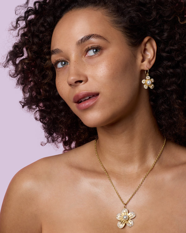 Irene Neuwirth Pavé Golden Blossom Pendant Necklace 18k Yellow Gold