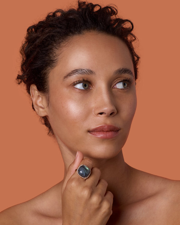 Irene Neuwirth Pavé Halo Classic Cushion Cut Ring 18k Rose Gold