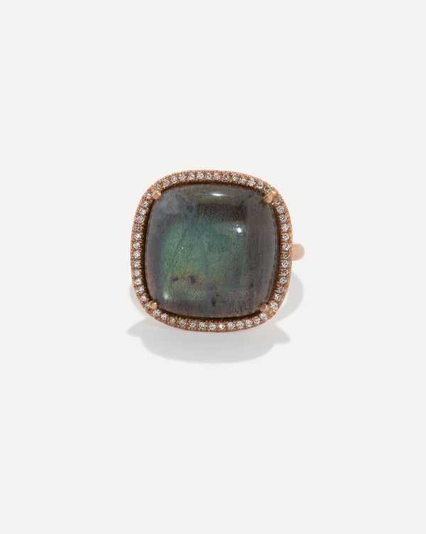 irene neuwirth Pavé Halo Classic Cushion Cut Ring 18k Rose Gold