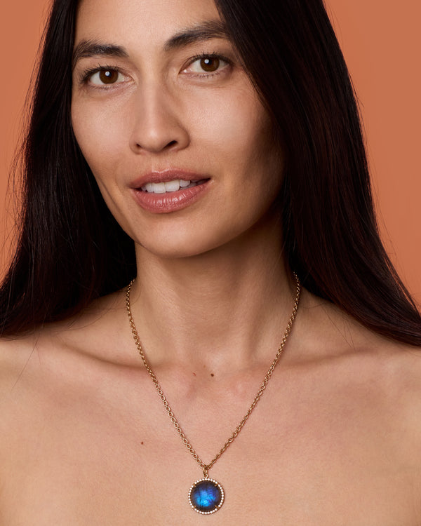 Irene Neuwirth Pavé Halo Large Classic Pendant Necklace 18k Rose Gold