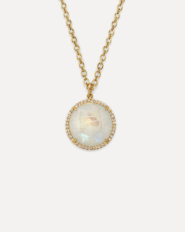 Irene Neuwirth Pavé Halo Large Classic Pendant Necklace 18k Rose Gold