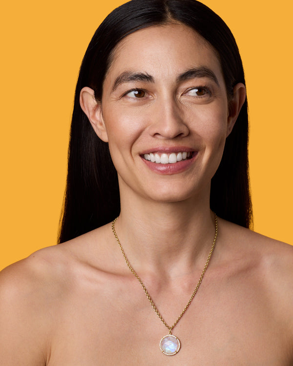 Irene Neuwirth Pavé Halo Large Classic Pendant Necklace 18k Rose Gold