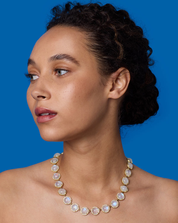 Irene Neuwirth Pavé Halo Medium Classic Link Necklace 18k Rose Gold