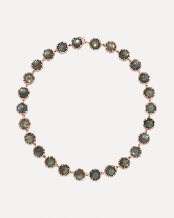 irene neuwirth Pavé Halo Medium Classic Link Necklace 18k Rose Gold