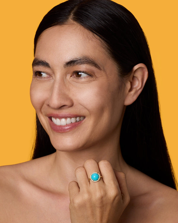 Irene Neuwirth Pavé Halo Medium Classic Ring 18k Yellow Gold