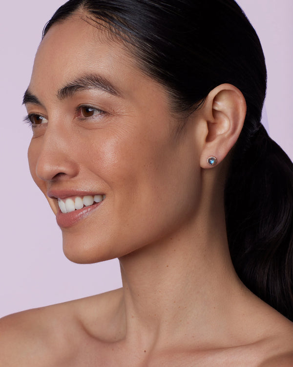 Irene Neuwirth Pavé Halo Small Classic Studs 18K Rose Gold