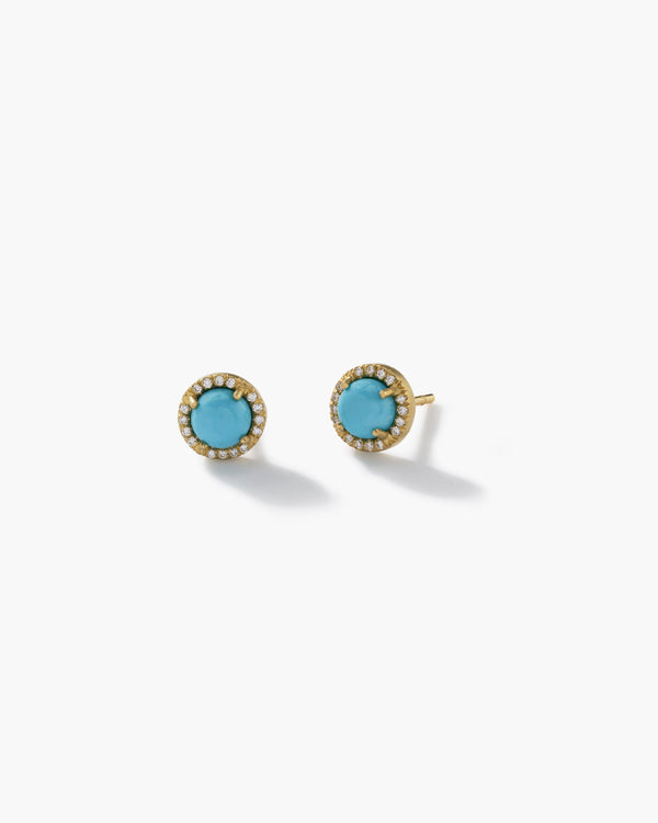 irene neuwirth Pavé Halo Small Classic Studs 18k Yellow Gold