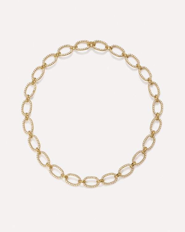 irene neuwirth Pavé Large Oval Link Chain Necklace 18K Yellow Gold