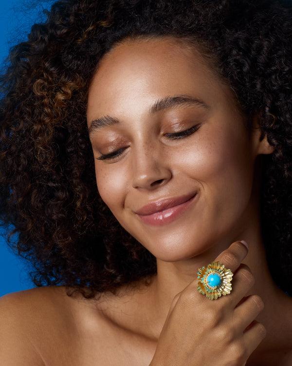 Irene Neuwirth Pavé Medium Golden Blossom Super Bloom Ring 18K Yellow Gold