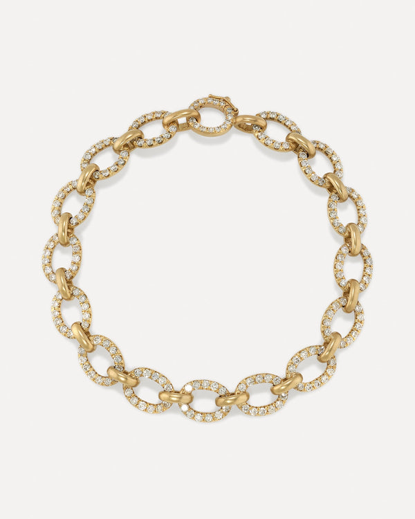 Irene Neuwirth Pavé Medium Oval Link Chain Bracelet 18k Rose Gold