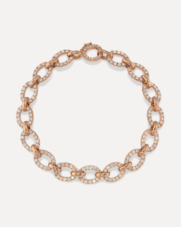 irene neuwirth Pavé Medium Oval Link Chain Bracelet 18k Rose Gold