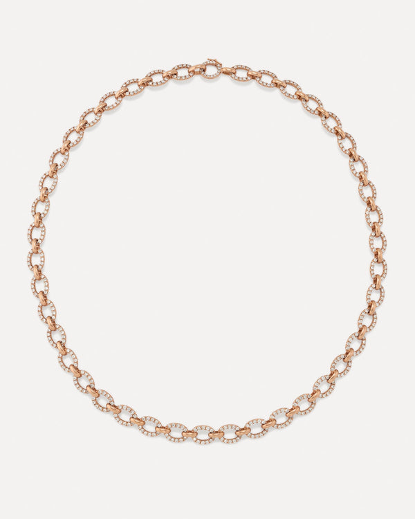 Irene Neuwirth Pavé Medium Oval Link Chain Necklace 18k Yellow Gold