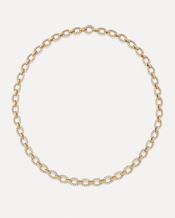 irene neuwirth Pavé Medium Oval Link Chain Necklace 18k Yellow Gold