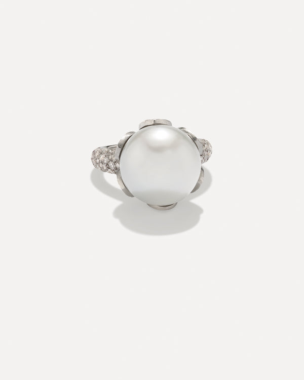 Irene Neuwirth Pavé Pearl Blossom Ring 18k White Gold